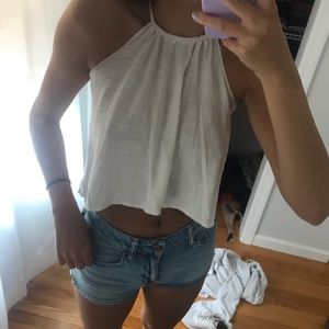 White Tied Flowy Crossed Tank